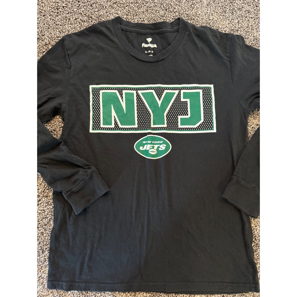 Fanatics New York Jets Long Sleeve T-Shirt Youth Large Black NYJ NFL Football